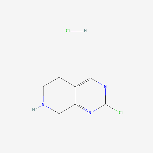 Molecular Structure of 1432795-17-9 (2-Chloro-5,6,7,8-tetrahydropyrido[3,4-d]pyrimidine hydrochloride)