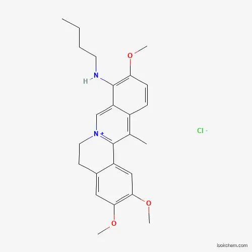 Molecular Structure of 65615-07-8 (9-(Butylamino)-2,3,10-trimethoxy-13-methyl-5,6-dihydroisoquinolino[3,2-a]isoquinolin-7-ium chloride)