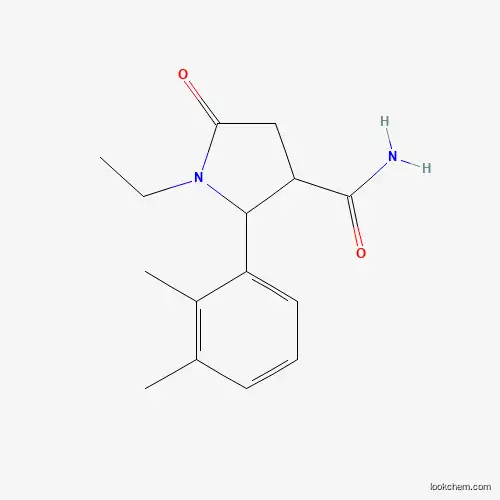 Molecular Structure of 910443-36-6 (2-(2,3-Dimethylphenyl)-1-ethyl-5-oxopyrrolidine-3-carboxamide)
