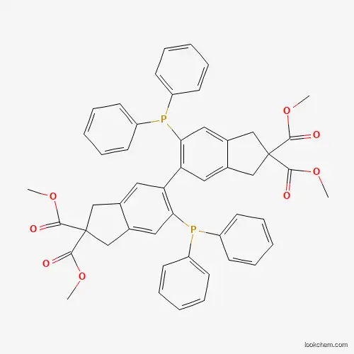 Molecular Structure of 959864-39-2 (tetramethyl 6,6'-bis(diphenylphosphanyl)-1,1',3,3'-tetrahydro-2H,2'H-[5,5'-biindene]-2,2,2',2'-tetracarboxylate)