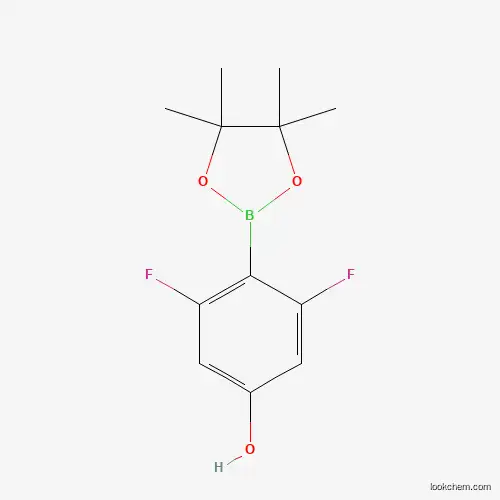 Molecular Structure of 1029439-87-9 (3,5-Difluoro-4-(4,4,5,5-tetramethyl-1,3,2-dioxaborolan-2-yl)phenol)