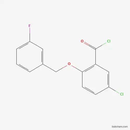 Molecular Structure of 1160260-46-7 (5-Chloro-2-[(3-fluorobenzyl)oxy]benzoyl chloride)