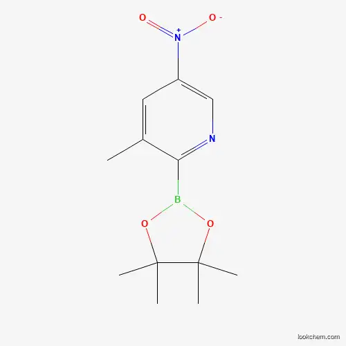 Molecular Structure of 1310384-01-0 (3-Methyl-5-nitro-2-(4,4,5,5-tetramethyl-1,3,2-dioxaborolan-2-yl)pyridine)