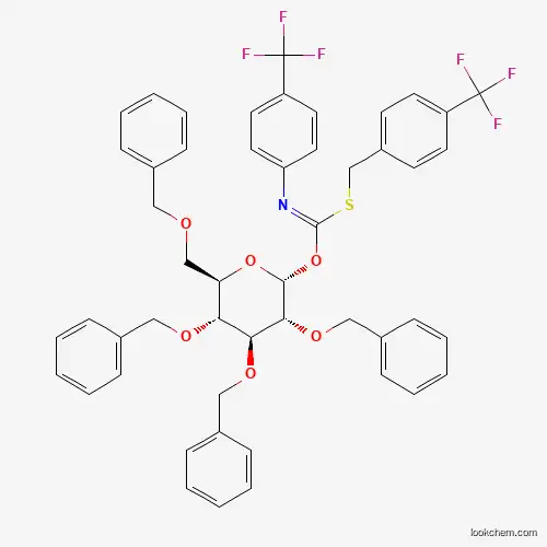 Molecular Structure of 468095-63-8 (2,3,4,6-Tetra-O-benzyl-alpha-D-glucopyranosyl p-Trifluoromethylbenzylthio-N-(p-trifluoromethylphenyl)formimidate)