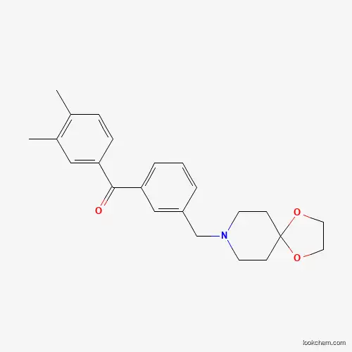 Molecular Structure of 898761-89-2 (3,4-Dimethyl-3'-[1,4-dioxa-8-azaspiro[4.5]decan-8-ylmethyl]benzophenone)