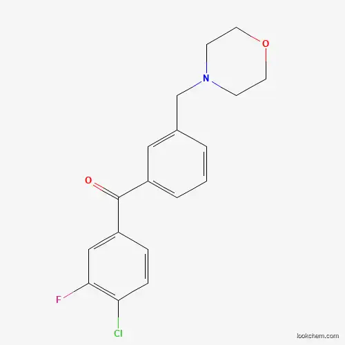 Molecular Structure of 898791-83-8 (4-Chloro-3-fluoro-3'-morpholinomethyl benzophenone)