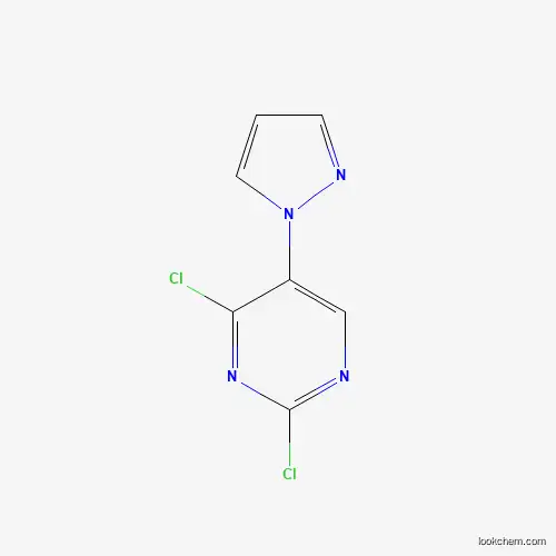 Molecular Structure of 1260860-26-1 (2,4-Dichloro-5-(1H-pyrazol-1-yl)pyrimidine)