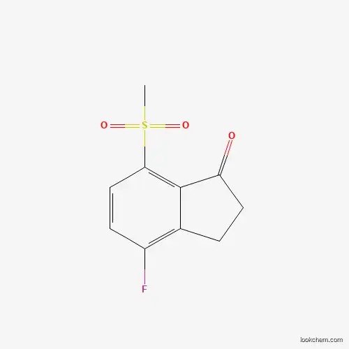 Molecular Structure of 1672665-29-0 (4-Fluoro-7-(methylsulfonyl)-2,3-dihydro-1H-inden-1-one)