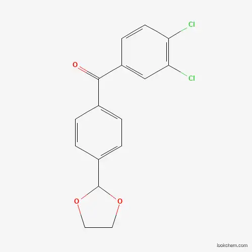 Molecular Structure of 898760-72-0 (3,4-Dichloro-4'-(1,3-dioxolan-2-YL)benzophenone)