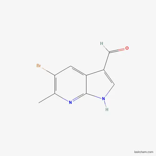 Molecular Structure of 1000343-91-8 (5-Bromo-6-methyl-1H-pyrrolo[2,3-b]pyridine-3-carbaldehyde)