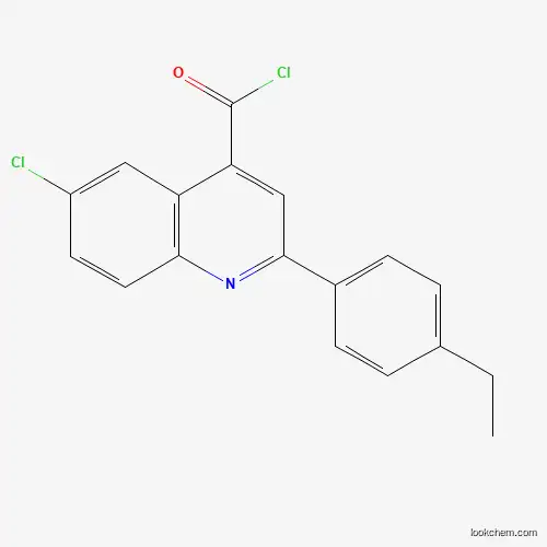 Molecular Structure of 1160263-16-0 (6-Chloro-2-(4-ethylphenyl)quinoline-4-carbonyl chloride)