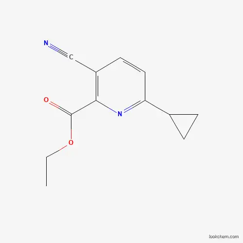 Molecular Structure of 1221791-78-1 (Ethyl 3-cyano-6-cyclopropyl-2-pyridinecarboxylate)