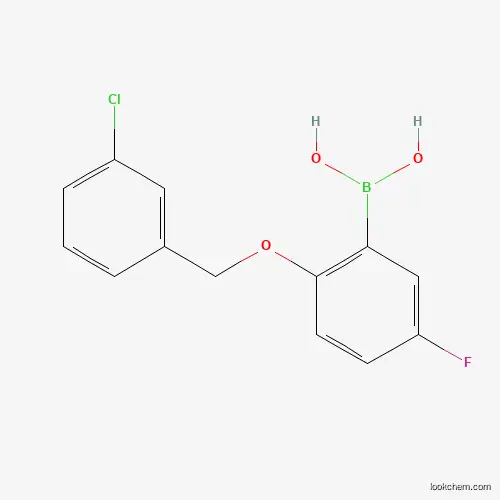 Molecular Structure of 1256355-83-5 ((2-((3-Chlorobenzyl)oxy)-5-fluorophenyl)boronic acid)