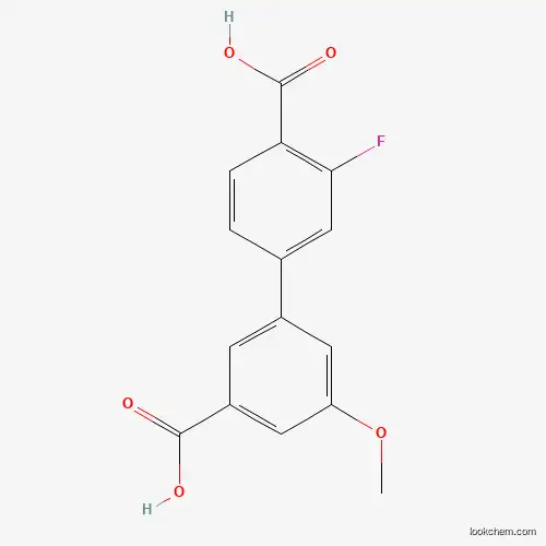 Molecular Structure of 1261970-06-2 (3'-Fluoro-5-methoxy-[1,1'-biphenyl]-3,4'-dicarboxylic acid)