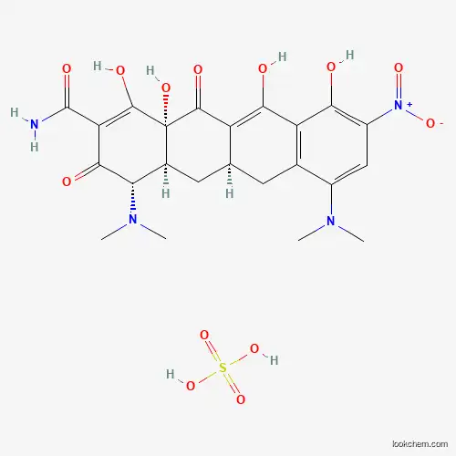 Molecular Structure of 153621-80-8 ((4S,4As,5aR,12aR)-4,7-bis(dimethylamino)-1,10,11,12a-tetrahydroxy-9-nitro-3,12-dioxo-4a,5,5a,6-tetrahydro-4H-tetracene-2-carboxamide;sulfuric acid)