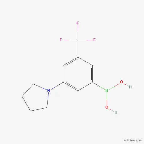 Molecular Structure of 1704067-30-0 ((3-(Pyrrolidin-1-yl)-5-(trifluoromethyl)phenyl)boronic acid)