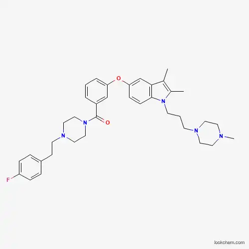 Molecular Structure of 1861449-70-8 ((3-((2,3-Dimethyl-1-(3-(4-methylpiperazin-1-yl)propyl)-1H-indol-5-yl)oxy)phenyl)(4-(4-fluorophenethyl)piperazin-1-yl)methanone)