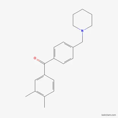 Molecular Structure of 898775-11-6 (3,4-Dimethyl-4'-piperidinomethyl benzophenone)