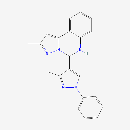 Molecular Structure of 1007192-92-8 (2-Methyl-5-(3-methyl-1-phenyl-1H-pyrazol-4-yl)-5,6-dihydro-pyrazolo[1,5-c]quinazoline)