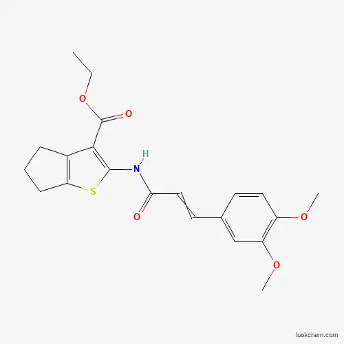 Molecular Structure of 301305-74-8 (Ethyl 2-[[3-(3,4-dimethoxyphenyl)-1-oxo-2-propen-1-yl]amino]-5,6-dihydro-4H-cyclopenta[b]thiophene-3-carboxylate)