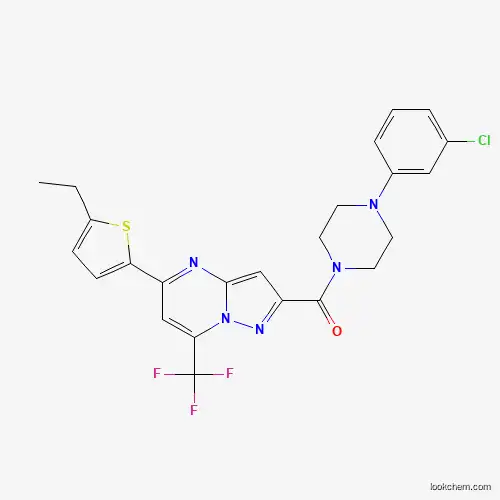 Molecular Structure of 438234-60-7 ([4-(3-Chlorophenyl)piperazin-1-yl][5-(5-ethylthiophen-2-yl)-7-(trifluoromethyl)pyrazolo[1,5-a]pyrimidin-2-yl]methanone)