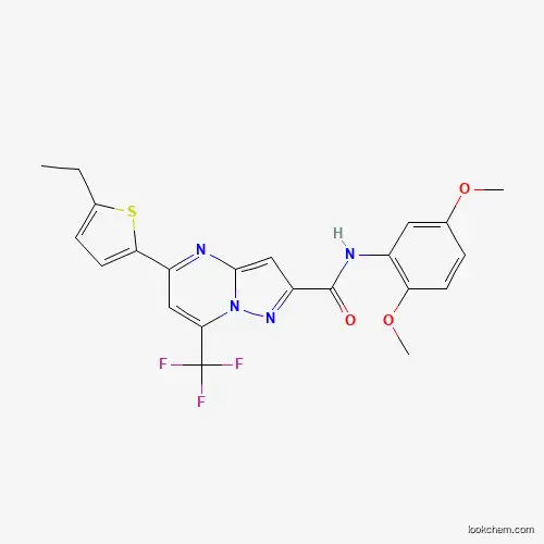 Molecular Structure of 438236-95-4 (N-(2,5-dimethoxyphenyl)-5-(5-ethylthiophen-2-yl)-7-(trifluoromethyl)pyrazolo[1,5-a]pyrimidine-2-carboxamide)