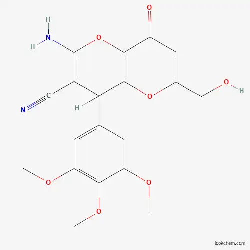 Molecular Structure of 625376-08-1 (2-Amino-6-(hydroxymethyl)-8-oxo-4-(3,4,5-trimethoxyphenyl)-4,8-dihydropyrano[3,2-b]pyran-3-carbonitrile)