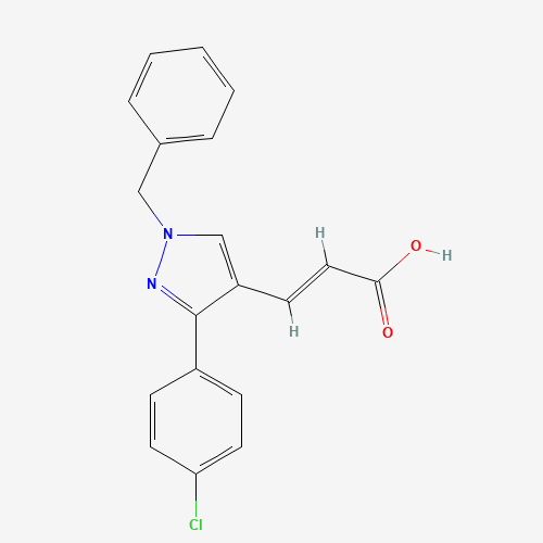 Molecular Structure of 1006494-59-2 ((E)-3-[1-benzyl-3-(4-chlorophenyl)pyrazol-4-yl]prop-2-enoic acid)