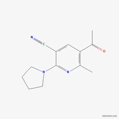 Molecular Structure of 121348-12-7 (5-Acetyl-6-methyl-2-(1-pyrrolidinyl)nicotinonitrile)