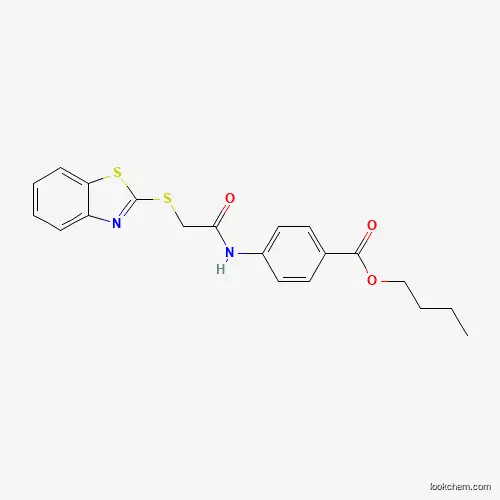 Molecular Structure of 296273-26-2 (Butyl 4-[[2-(2-benzothiazolylthio)acetyl]amino]benzoate)