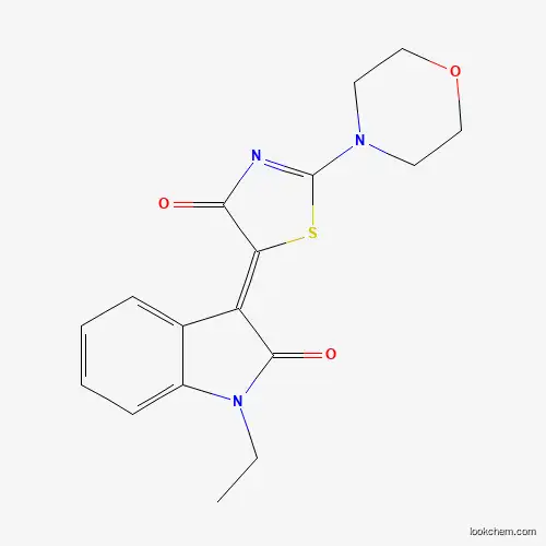 Molecular Structure of 374084-26-1 ((3Z)-1-ethyl-3-(2-morpholin-4-yl-4-oxo-1,3-thiazol-5(4H)-ylidene)-1,3-dihydro-2H-indol-2-one)