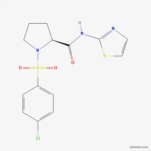 Molecular Structure of 374571-69-4 ((2S)-1-(4-chlorophenyl)sulfonyl-N-(1,3-thiazol-2-yl)pyrrolidine-2-carboxamide)