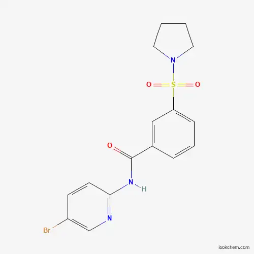 Molecular Structure of 380210-79-7 (N-(5-bromopyridin-2-yl)-3-pyrrolidin-1-ylsulfonylbenzamide)