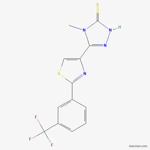 Molecular Structure of 400083-67-2 (4-methyl-5-{2-[3-(trifluoromethyl)phenyl]-1,3-thiazol-4-yl}-4H-1,2,4-triazole-3-thiol)