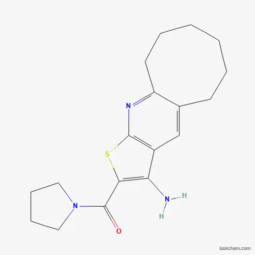 Molecular Structure of 401580-17-4 ((3-Amino-5,6,7,8,9,10-hexahydrocycloocta[b]thieno[3,2-e]pyridin-2-yl)(pyrrolidin-1-yl)methanone)