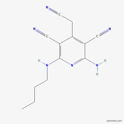 Molecular Structure of 448939-87-5 (2-Amino-6-(butylamino)-4-(cyanomethyl)-3,5-pyridinedicarbonitrile)