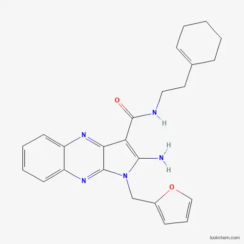 Molecular Structure of 4619-28-7 (2-amino-N-[2-(cyclohexen-1-yl)ethyl]-1-(furan-2-ylmethyl)pyrrolo[3,2-b]quinoxaline-3-carboxamide)