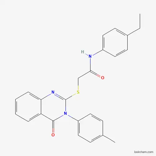 Molecular Structure of 474760-87-7 (N-(4-ethylphenyl)-2-{[3-(4-methylphenyl)-4-oxo-3,4-dihydroquinazolin-2-yl]sulfanyl}acetamide)