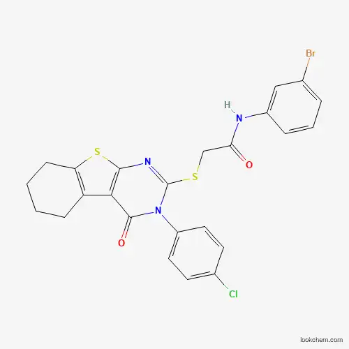 Molecular Structure of 477313-40-9 (N-(3-bromophenyl)-2-{[3-(4-chlorophenyl)-4-oxo-3,4,5,6,7,8-hexahydro[1]benzothieno[2,3-d]pyrimidin-2-yl]sulfanyl}acetamide)