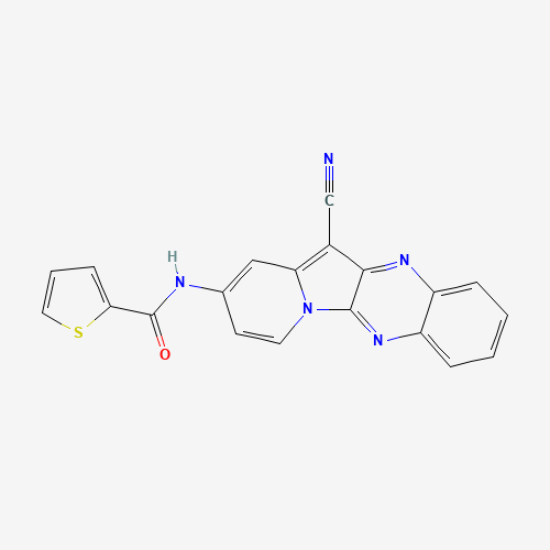 Molecular Structure of 799819-78-6 (N-(12-cyanoindolizino[2,3-b]quinoxalin-2-yl)thiophene-2-carboxamide)