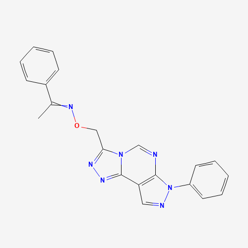 Molecular Structure of 497230-47-4 (1-Phenylethanone O-[(7-phenyl-7H-pyrazolo[4,3-e]-1,2,4-triazolo[4,3-c]pyrimidin-3-yl)methyl]oxime)