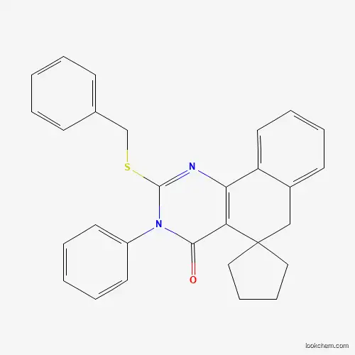 Molecular Structure of 5229-00-5 (2-(benzylsulfanyl)-3-phenyl-3H-spiro[benzo[h]quinazoline-5,1'-cyclopentan]-4(6H)-one)