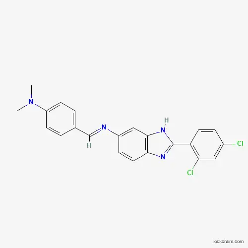 Molecular Structure of 5267-74-3 (4-[[2-(2,4-dichlorophenyl)-3H-benzimidazol-5-yl]iminomethyl]-N,N-dimethylaniline)