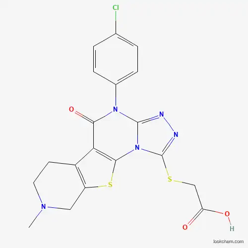 Molecular Structure of 5287-17-2 (2-[[7-(4-Chlorophenyl)-13-methyl-8-oxo-16-thia-2,4,5,7,13-pentazatetracyclo[7.7.0.02,6.010,15]hexadeca-1(9),3,5,10(15)-tetraen-3-yl]sulfanyl]acetic acid)