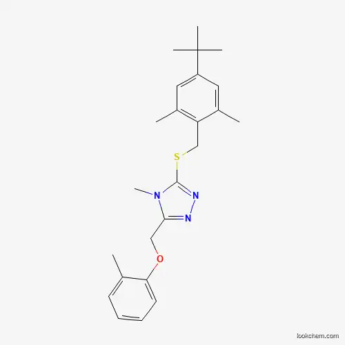 Molecular Structure of 5548-15-2 (3-[(4-tert-butyl-2,6-dimethylbenzyl)sulfanyl]-4-methyl-5-[(2-methylphenoxy)methyl]-4H-1,2,4-triazole)
