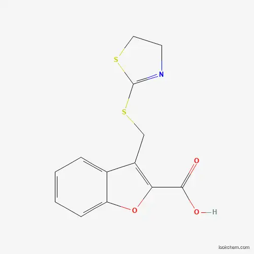 Molecular Structure of 561001-98-7 (3-[(4,5-Dihydro-1,3-thiazol-2-ylsulfanyl)methyl]-1-benzofuran-2-carboxylic acid)