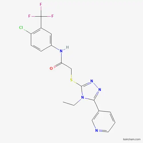 Molecular Structure of 573695-56-4 (N-[4-chloro-3-(trifluoromethyl)phenyl]-2-{[4-ethyl-5-(pyridin-3-yl)-4H-1,2,4-triazol-3-yl]sulfanyl}acetamide)
