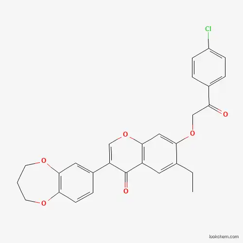 Molecular Structure of 610763-83-2 (7-[2-(4-chlorophenyl)-2-oxoethoxy]-3-(3,4-dihydro-2H-1,5-benzodioxepin-7-yl)-6-ethylchromen-4-one)