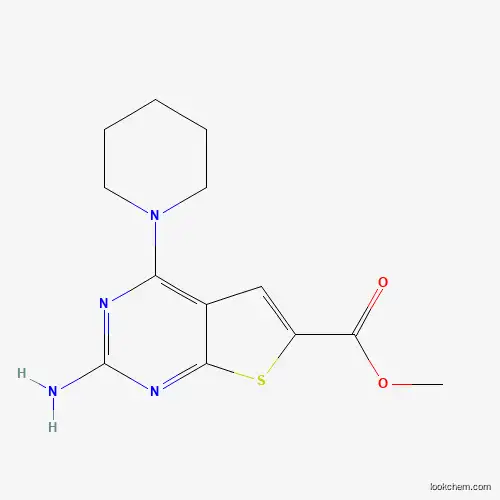Molecular Structure of 866020-42-0 (Methyl 2-amino-4-piperidinothieno[2,3-d]pyrimidine-6-carboxylate)