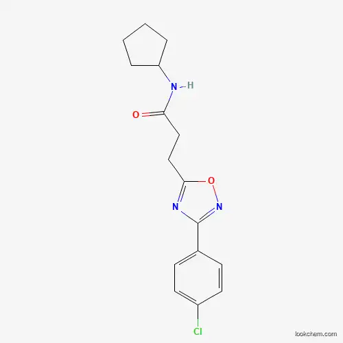 Molecular Structure of 900288-65-5 (3-[3-(4-chlorophenyl)-1,2,4-oxadiazol-5-yl]-N-cyclopentylpropanamide)